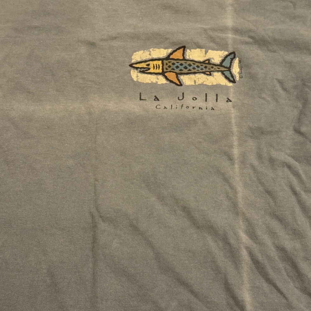 Vintage 90s Fish Graphic T Shirt Men XL Gray Tultex Cotton Tee - Picture 2 of 4